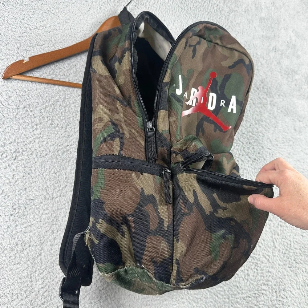 Jordan Jumpman Camo Backpack‎ Large Green Brown Red Woodland Camouflage Bag